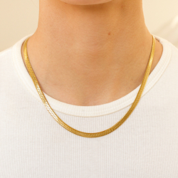 vandfast slangehalskæde i forgyldt stål 40+5 cm x 5 mm  - OCEANA