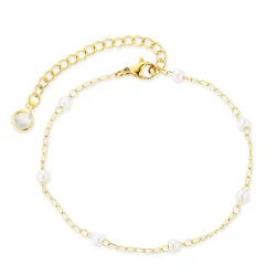 vandfast perle armbånd i forgyldt stål - OCEANA