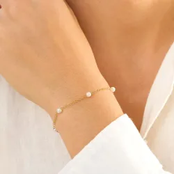 vandfast perle armbånd i forgyldt stål - OCEANA