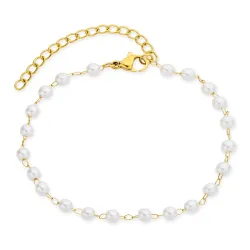 vandfast perle armbånd i forgyldt stål - OCEANA