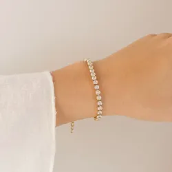 vandfast zirkon armbånd i forgyldt stål - OCEANA