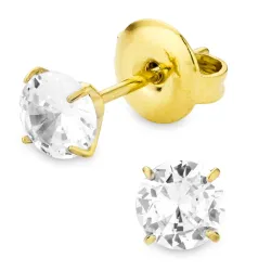 5 mm vandfaste solitaireørestikker i forgyldt stål - OCEANA