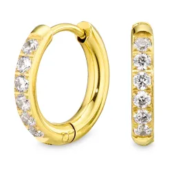 15 mm vandfaste zirkon creoler i forgyldt stål - OCEANA