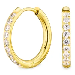 18 mm vandfaste zirkon creoler i forgyldt stål - OCEANA