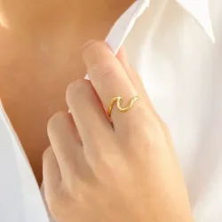 vandfast justerbar ring i forgyldt stål - OCEANA