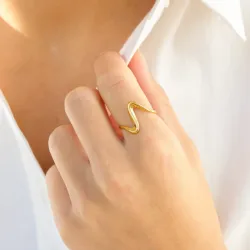 vandfast justerbar ring i forgyldt stål - OCEANA