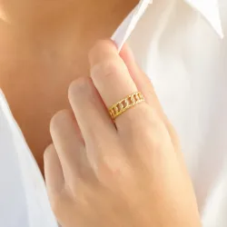 vandfast panzer justerbar ring i forgyldt stål - OCEANA