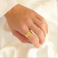 vandfast justerbar ring str. 54-58 i forgyldt stål - OCEANA