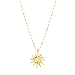 vandfast sol halskæde i forgyldt stål med vedhæng i forgyldt stål - OCEANA