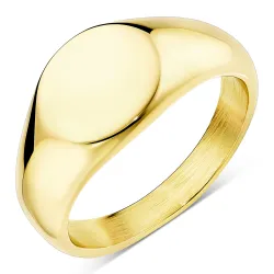 vandfast oval ring i forgyldt stål