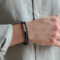 vandfast onyks armbånd i stål