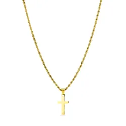 vandfast halskæde i forgyldt stål med korsvedhæng i stål