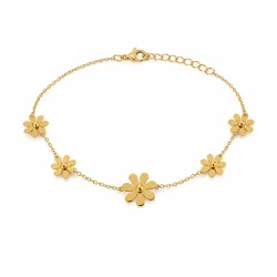 vandfast blomster armbånd i forgyldt stål - OCEANA