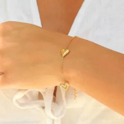 vandfast hjerte armbånd i forgyldt stål med hjertevedhæng i stål - OCEANA