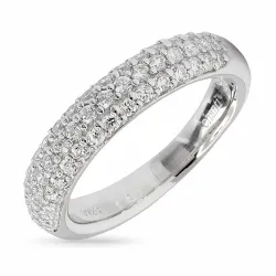 hvid zirkon ring i rhodineret sølv