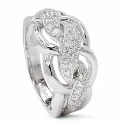 Flettet zirkon ring i rhodineret sølv
