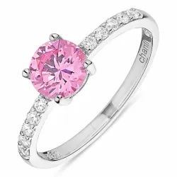 pink zirkon ring i sølv