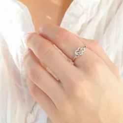 hjerter zirkon ring i sølv