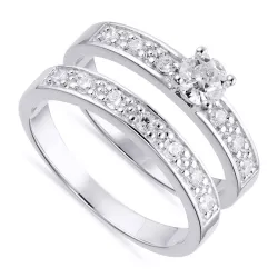 Bred hvid zirkon ring i sølv
