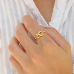 infinity zirkon ring i forgyldt sølv