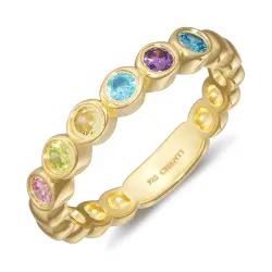 multifarvet zirkon ring i forgyldt sølv - Bubbly Twist