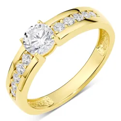 zirkon ring i forgyldt sølv