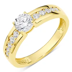 zirkon ring i forgyldt sølv