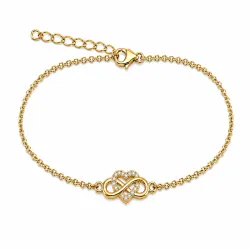 hjerte infinity armbånd i forgyldt sølv