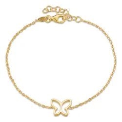 sommerfugl armbånd i forgyldt sølv med vedhæng i forgyldt sølv