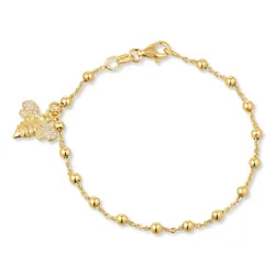 bi zirkon armbånd i forgyldt sølv med vedhæng i forgyldt sølv