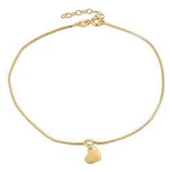 hjerte ankelkæde i forgyldt sølv med vedhæng i forgyldt sølv