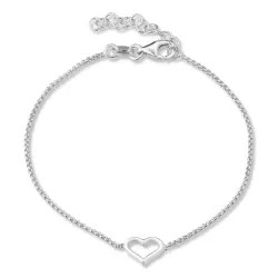 hjerte armbånd i sølv med vedhæng i sølv