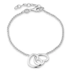 hjerte armbånd i sølv med vedhæng i sølv