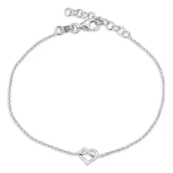 hjerte armbånd i sølv med vedhæng i sølv