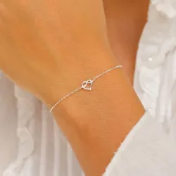 hjerte armbånd i sølv med vedhæng i sølv