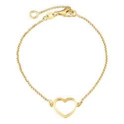 hjerte armbånd i forgyldt sølv med vedhæng i forgyldt sølv