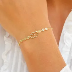 hjerte armbånd i forgyldt sølv med vedhæng i forgyldt sølv