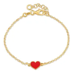 hjerte armbånd i forgyldt sølv med vedhæng i forgyldt sølv