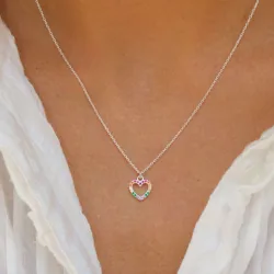 hjerte multifarvet zirkon Halskæde med vedhæng i sølv