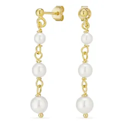 lange perle kæde øreringe i forgyldt sølv