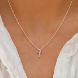 bogstav T multifarvet zirkon halskæde i sølv - My Letter