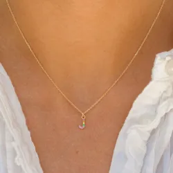 bogstav J multifarvet zirkon halskæde i forgyldt sølv - My Letter