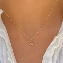 bogstav M multifarvet zirkon halskæde i forgyldt sølv - My Letter