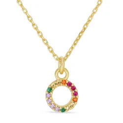 bogstav O multifarvet zirkon halskæde i sølv - My Letter
