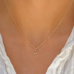 bogstav P multifarvet zirkon halskæde i forgyldt sølv - My Letter