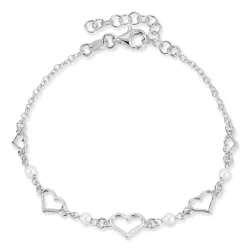 hjerte armbånd i sølv