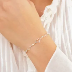 hjerte armbånd i sølv