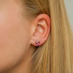 hjerte lilla øreringe i sølv - Little Ones