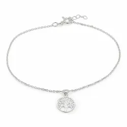 Enkel livets træ ankelkæde i sølv