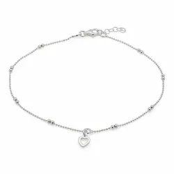 Enkel hjerte ankelkæde i sølv